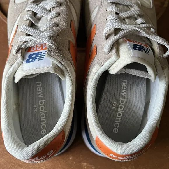 New Balance 420v2 Calm Taupe Orange Suede Shoes Sneakers Men's 9.5 D UL420VC2