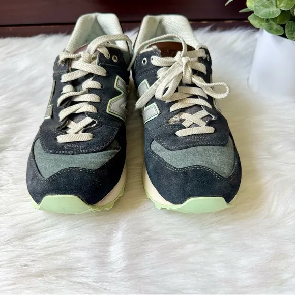 New Balance 574 Cruisin Lifestyle Blue Denim Mint Green Accents Sneakers Size7.5