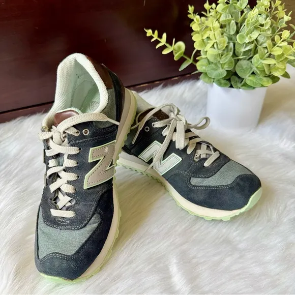 New Balance 574 Cruisin Lifestyle Blue Denim Mint Green Accents Sneakers Size7.5
