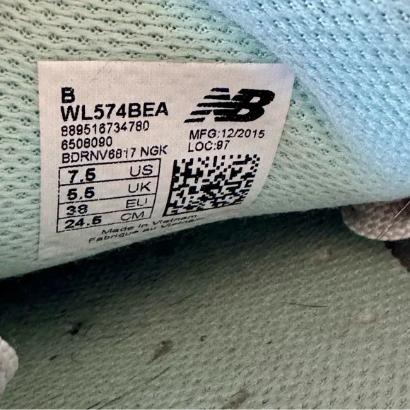 New Balance 574 Cruisin Lifestyle Blue Denim Mint Green Accents Sneakers Size7.5