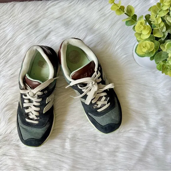 New Balance 574 Cruisin Lifestyle Blue Denim Mint Green Accents Sneakers Size7.5