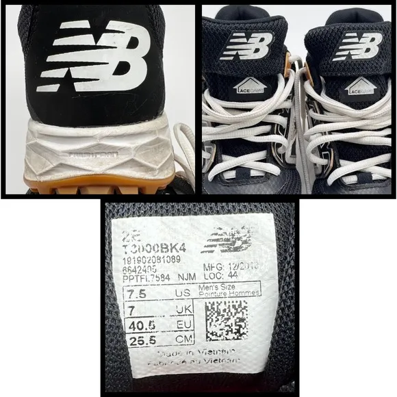 New Balance Shoes Sneakers Men's Running T3000BK4 Sz 7.5 Black White Athleisure