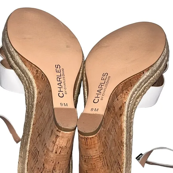 NEW Charles by Charles David White Wedge Espadrille Brit Sandals