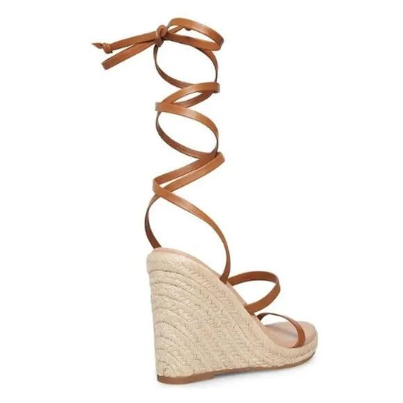 NEW Chelsea &amp; Violet Mariah Ankle Wrap Espadrille Wedge Sandals in Honey
