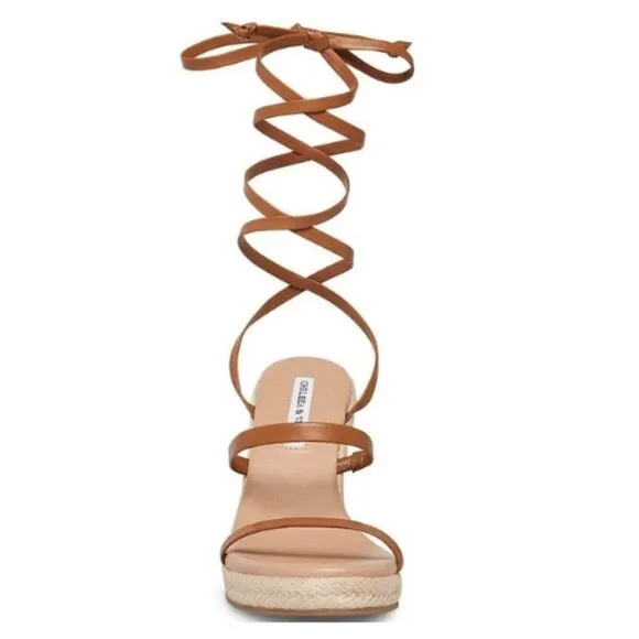 NEW Chelsea &amp; Violet Mariah Ankle Wrap Espadrille Wedge Sandals in Honey