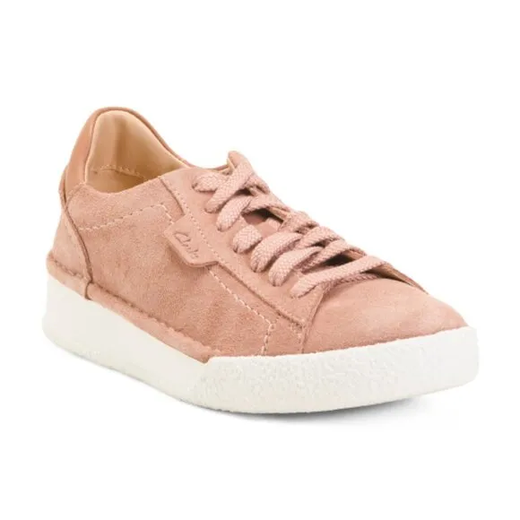 new Clarks Womens Craft Cup Lace Rose Pink Suede Active Sneakers Shoes 3…