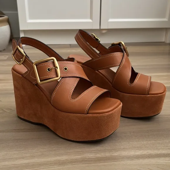 NEW COACH Archival Buckled Platform Sandals, 5.5