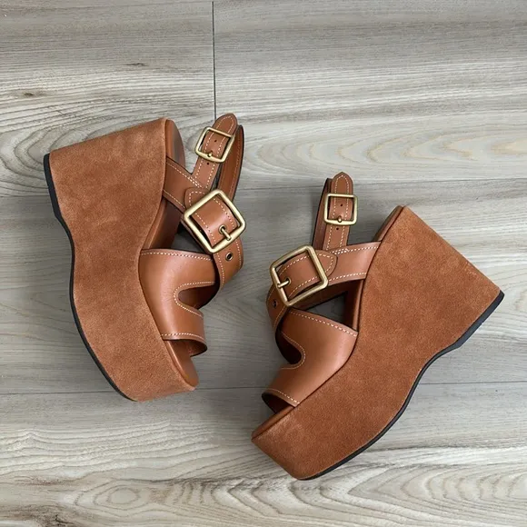 NEW COACH Archival Buckled Platform Sandals, 5.5