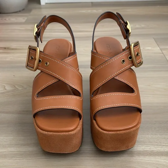 NEW COACH Archival Buckled Platform Sandals, 5.5