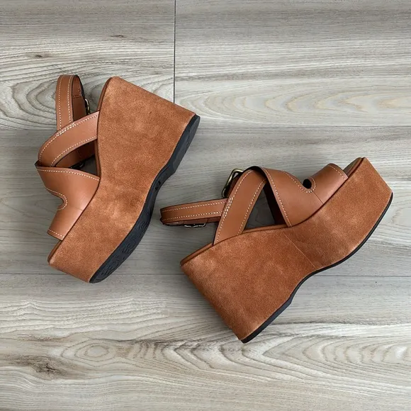 NEW COACH Archival Buckled Platform Sandals, 5.5