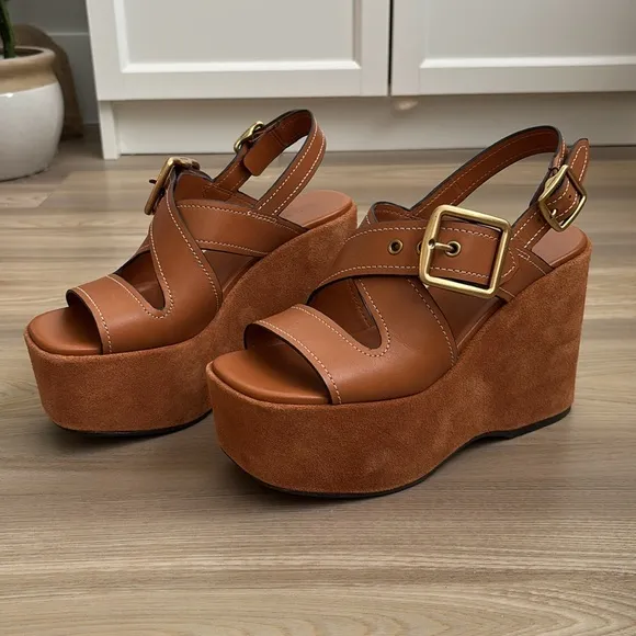 NEW COACH Archival Buckled Platform Sandals, 5.5