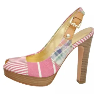 New Coach Berli Platform slingback sandal Madras/ Pink