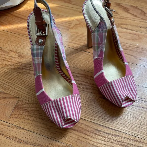 New Coach Berli Platform slingback sandal Madras/ Pink