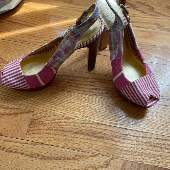 New Coach Berli Platform slingback sandal Madras/ Pink