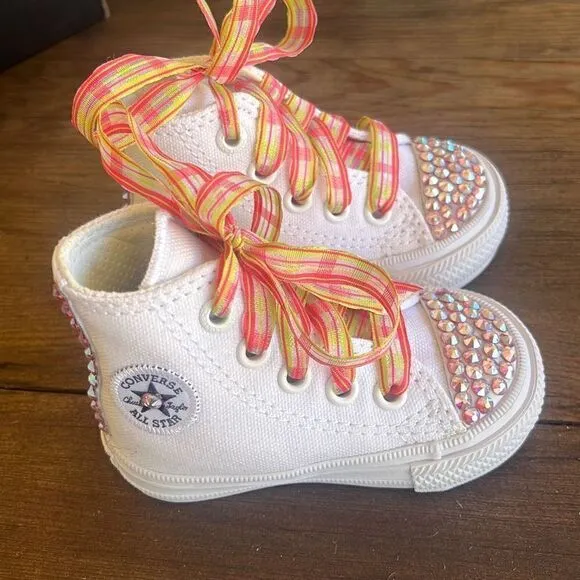 NEW Converse Custom Embellished Crystal All Star  Sneakers Shoes Infant Sz 2