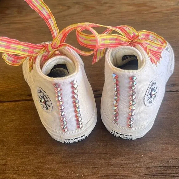 NEW Converse Custom Embellished Crystal All Star  Sneakers Shoes Infant Sz 2