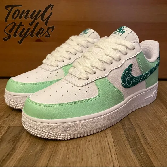 💚NEW💚 CUSTOM NIKE AIR FORCE 1 LOW “PAISLEY MINT”
