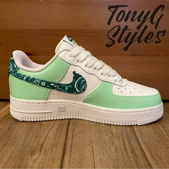 💚NEW💚 CUSTOM NIKE AIR FORCE 1 LOW “PAISLEY MINT”