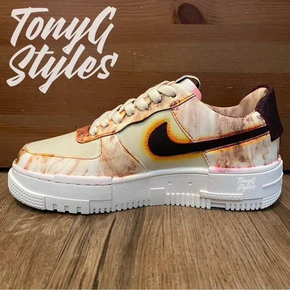🔥NEW🔥 CUSTOM NIKE AIR FORCE 1 LOW PIXEL “TIGER FIRE”