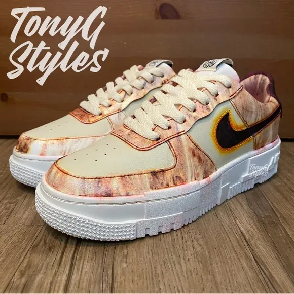 🔥NEW🔥 CUSTOM NIKE AIR FORCE 1 LOW PIXEL “TIGER FIRE”