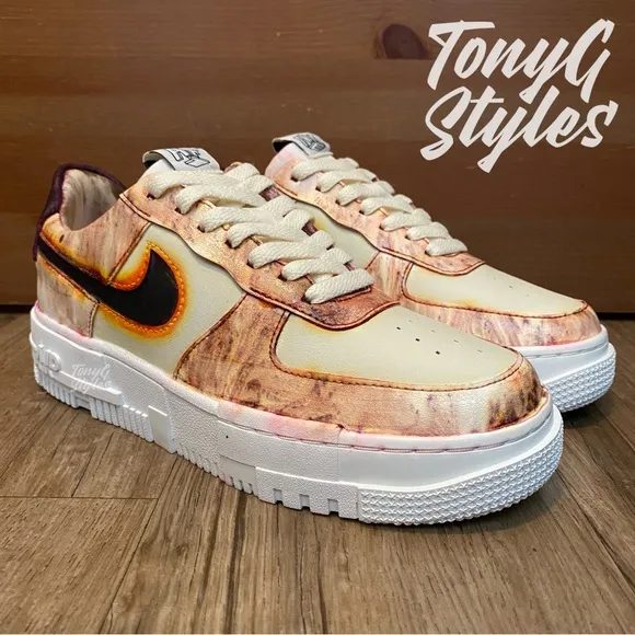 🔥NEW🔥 CUSTOM NIKE AIR FORCE 1 LOW PIXEL “TIGER FIRE”