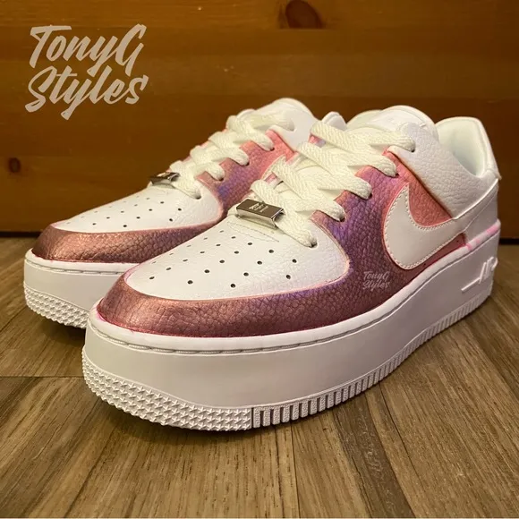 🍒NEW🍒 CUSTOM NIKE AIR FORCE 1 LOW SAGE “METALLIC CHERRY DRIZZLE”