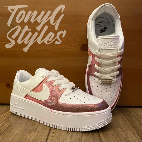 🍒NEW🍒 CUSTOM NIKE AIR FORCE 1 LOW SAGE “METALLIC CHERRY DRIZZLE”