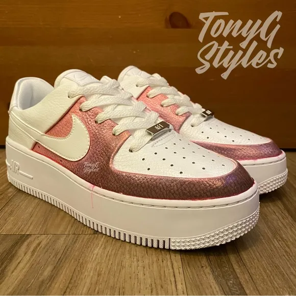 🍒NEW🍒 CUSTOM NIKE AIR FORCE 1 LOW SAGE “METALLIC CHERRY DRIZZLE”