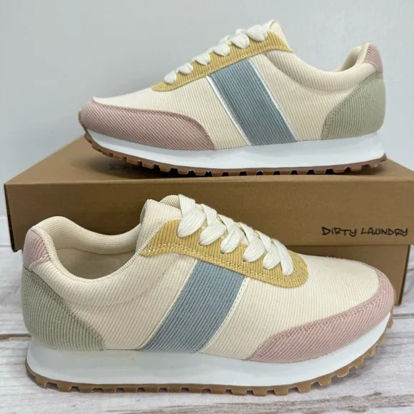 NEW Dirty Laundry Desert Dog Multi Pastel Corduroy Lace Up Sneakers