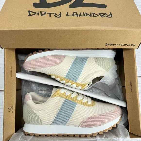 NEW Dirty Laundry Desert Dog Multi Pastel Corduroy Lace Up Sneakers