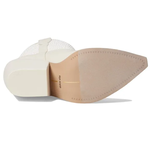 New Dolce Vita Nashe off white pearls Women's Cream Western Ankle Boots size 12M