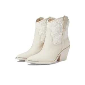 New Dolce Vita Nashe off white pearls Women's Cream Western Ankle Boots size 12M
