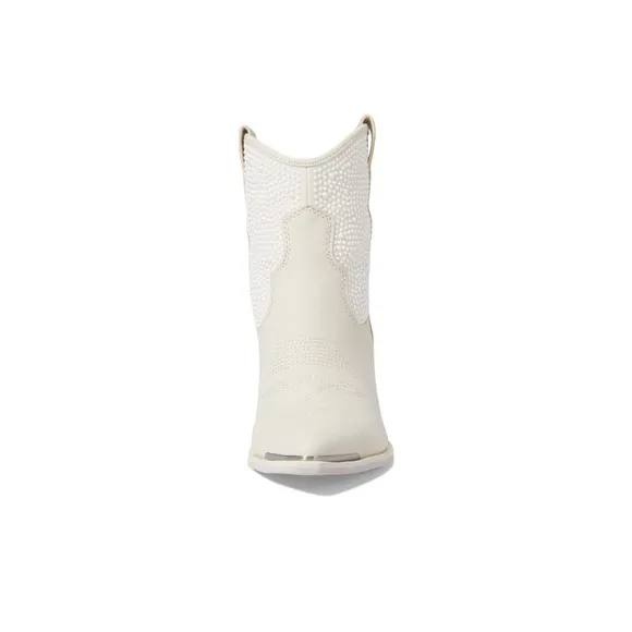 New Dolce Vita Nashe off white pearls Women's Cream Western Ankle Boots size 12M