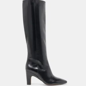 NEW Dolce Vita Nelas Boot in Black SHINY LEATHER KNEE HIGH HEELED COWGIRL