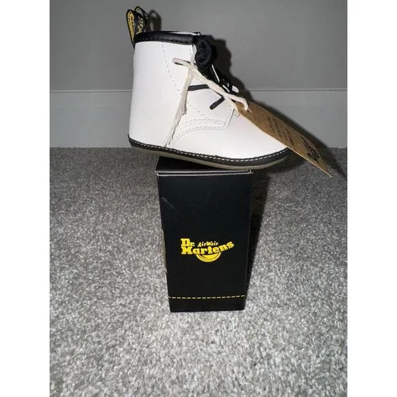 NEW! Dr. Martens Baby White Booties Size 3 Crib Shoes 1460 NIB