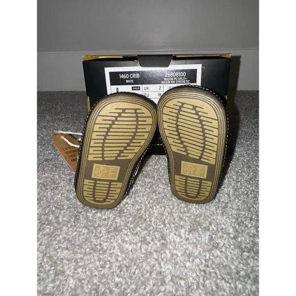 NEW! Dr. Martens Baby White Booties Size 3 Crib Shoes 1460 NIB