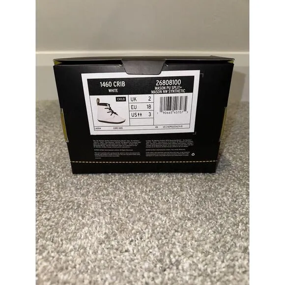 NEW! Dr. Martens Baby White Booties Size 3 Crib Shoes 1460 NIB