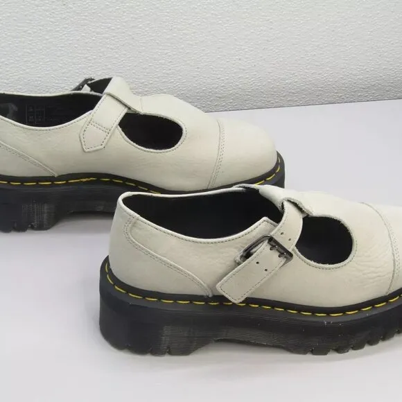 NEW DR. MARTENS Womens Bethan Green Leather Platform Mary Jane Shoes Size 10