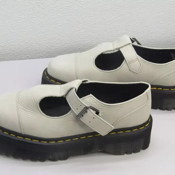 NEW DR. MARTENS Womens Bethan Green Leather Platform Mary Jane Shoes Size 10
