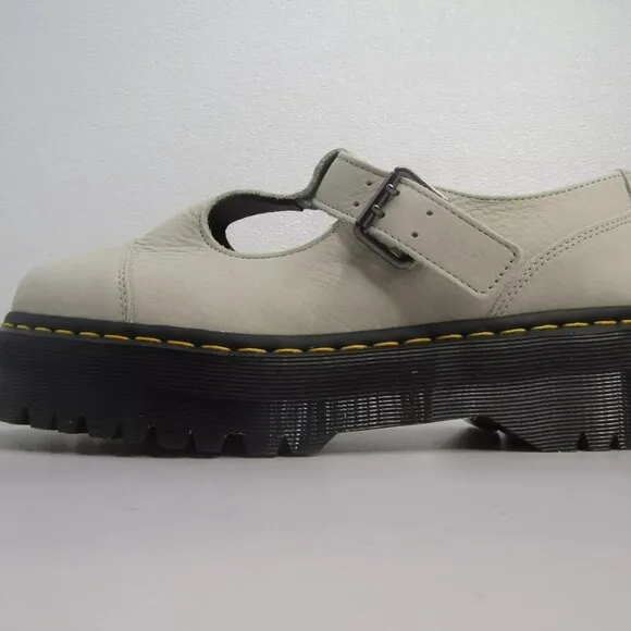 NEW DR. MARTENS Womens Bethan Green Leather Platform Mary Jane Shoes Size 10