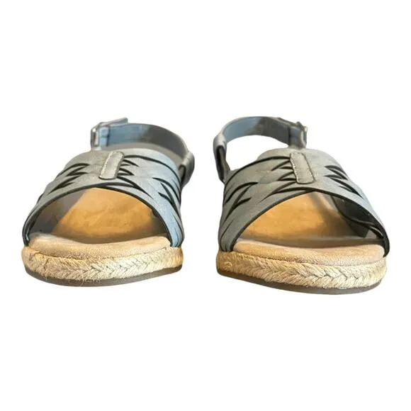NEW Easy Street Womens Ora Wedge Sandals 9.5M Sling Back Woven Straps Denim Gore