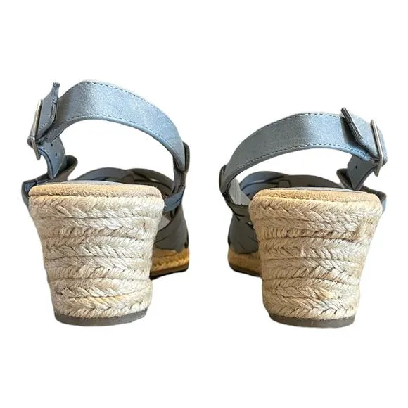 NEW Easy Street Womens Ora Wedge Sandals 9.5M Sling Back Woven Straps Denim Gore
