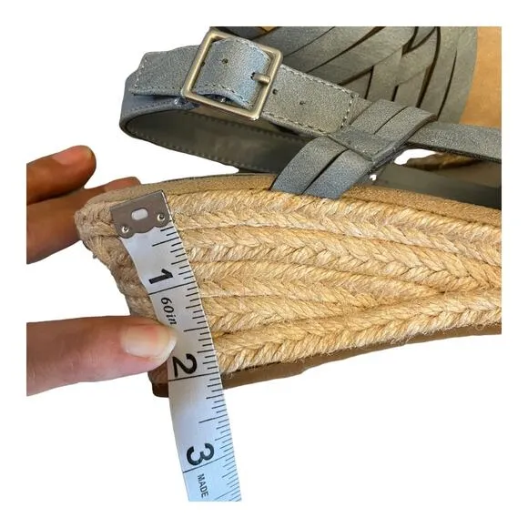 NEW Easy Street Womens Ora Wedge Sandals 9.5M Sling Back Woven Straps Denim Gore