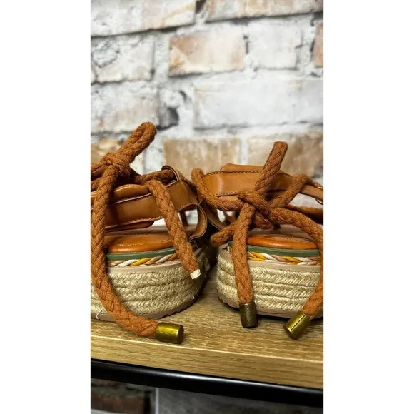 NEW FARM Rio camel Rope tie Flatform platform sandal size 10