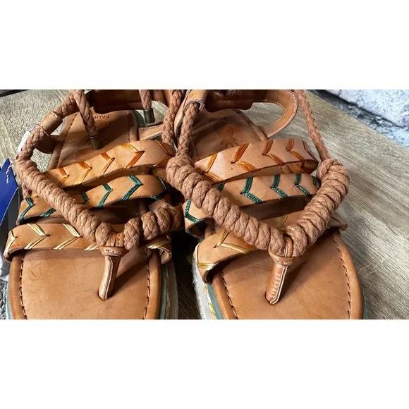 NEW FARM Rio camel Rope tie Flatform platform sandal size 10