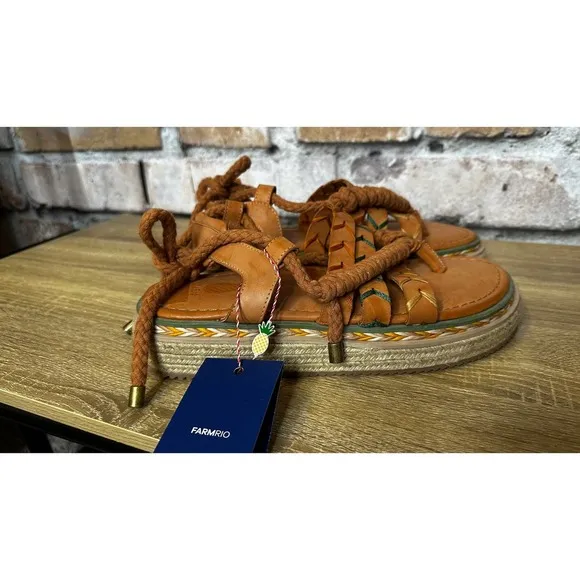 NEW FARM Rio camel Rope tie Flatform platform sandal size 10