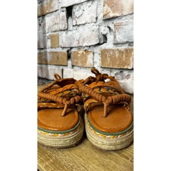 NEW FARM Rio camel Rope tie Flatform platform sandal size 10