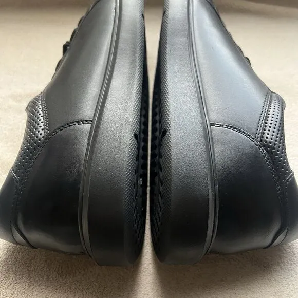 NEW Florsheim Social Lace To Toe Black Leather Sneakers Men’s 10.5 M Athleisure