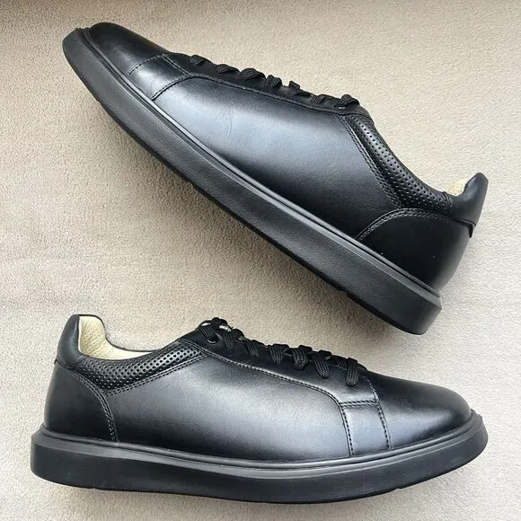 NEW Florsheim Social Lace To Toe Black Leather Sneakers Men’s 10.5 M Athleisure