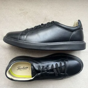 NEW Florsheim Social Lace To Toe Black Leather Sneakers Men’s 10.5 M Athleisure